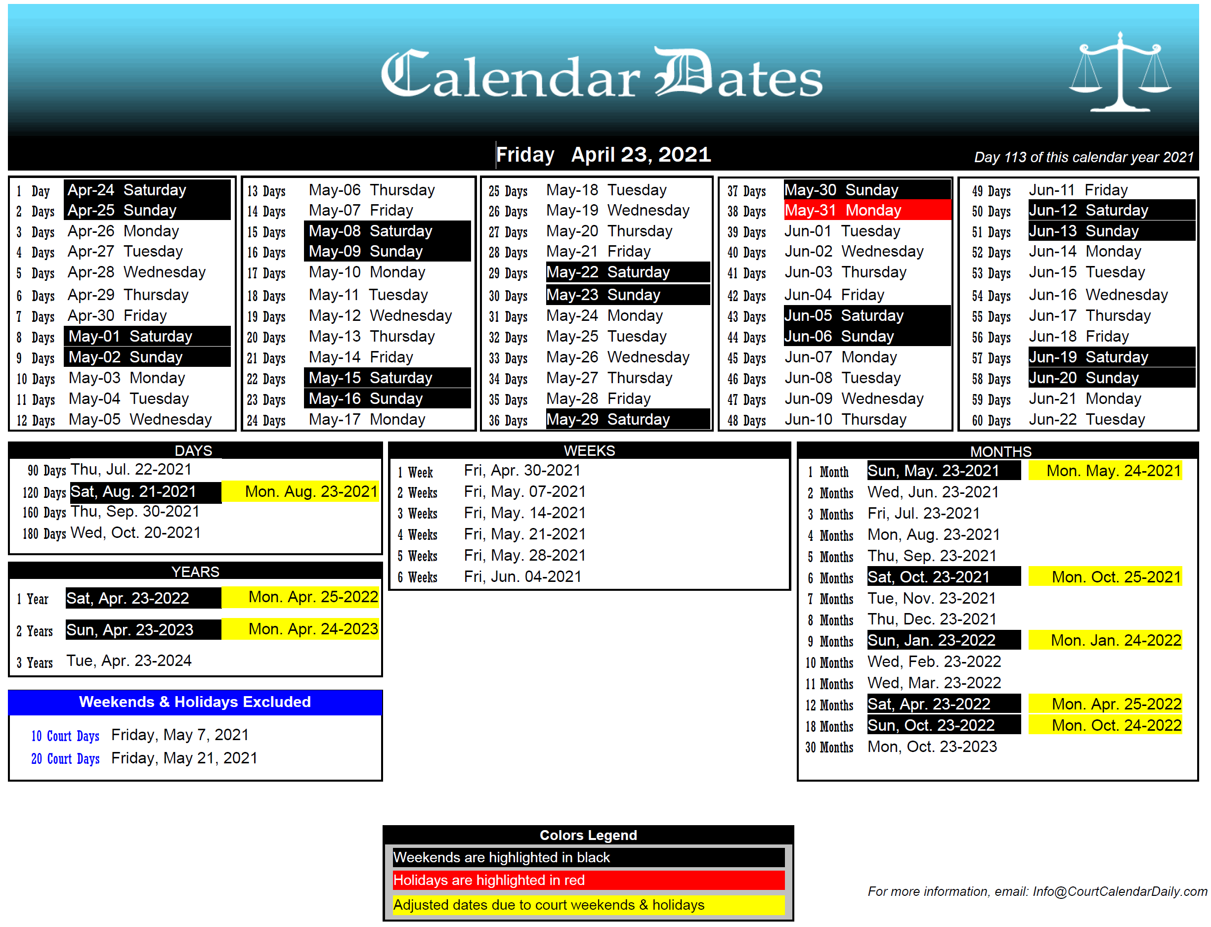 Shasta Court Calendar